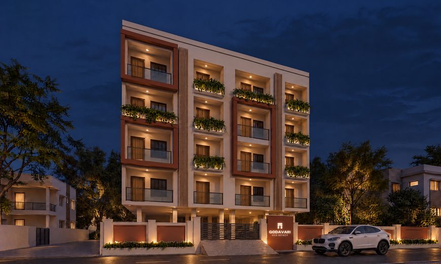 Artist's impression of Godavari Residency at night
